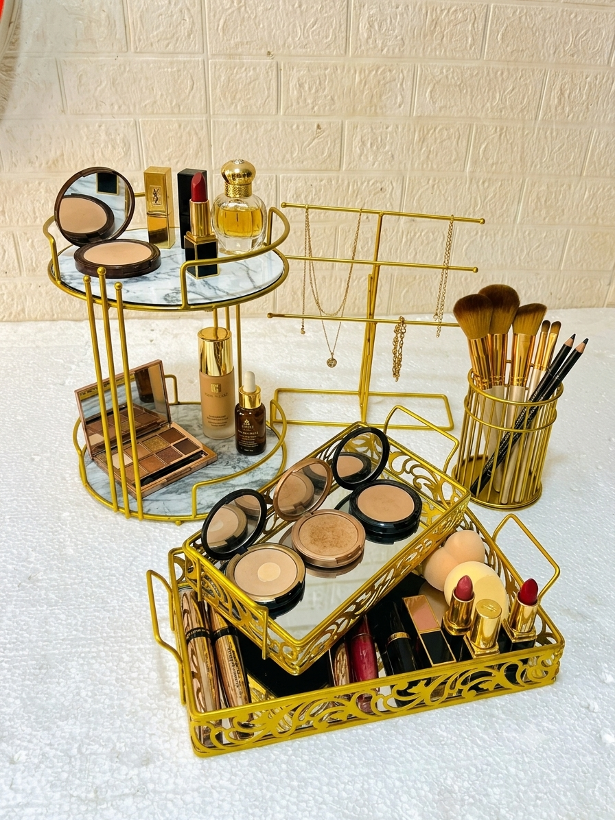Aizal Deal No.1 – Set of 5 Home & Beauty Organizer Articles | Elegant Decorative Storage Collection