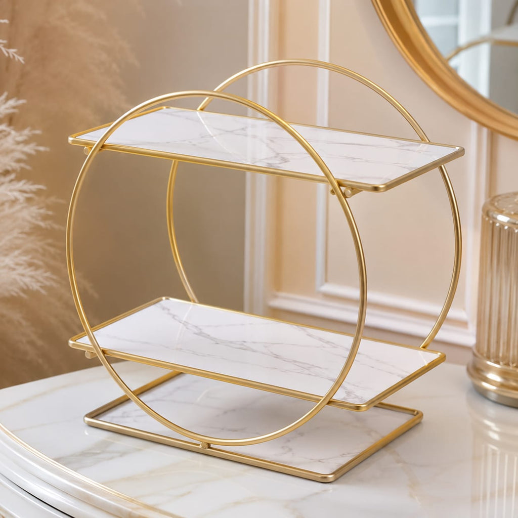 Aizal Store Luxury 2-Tier Bathroom Organizer Shelf | Countertop Storage Rack for Toiletries & Skincare