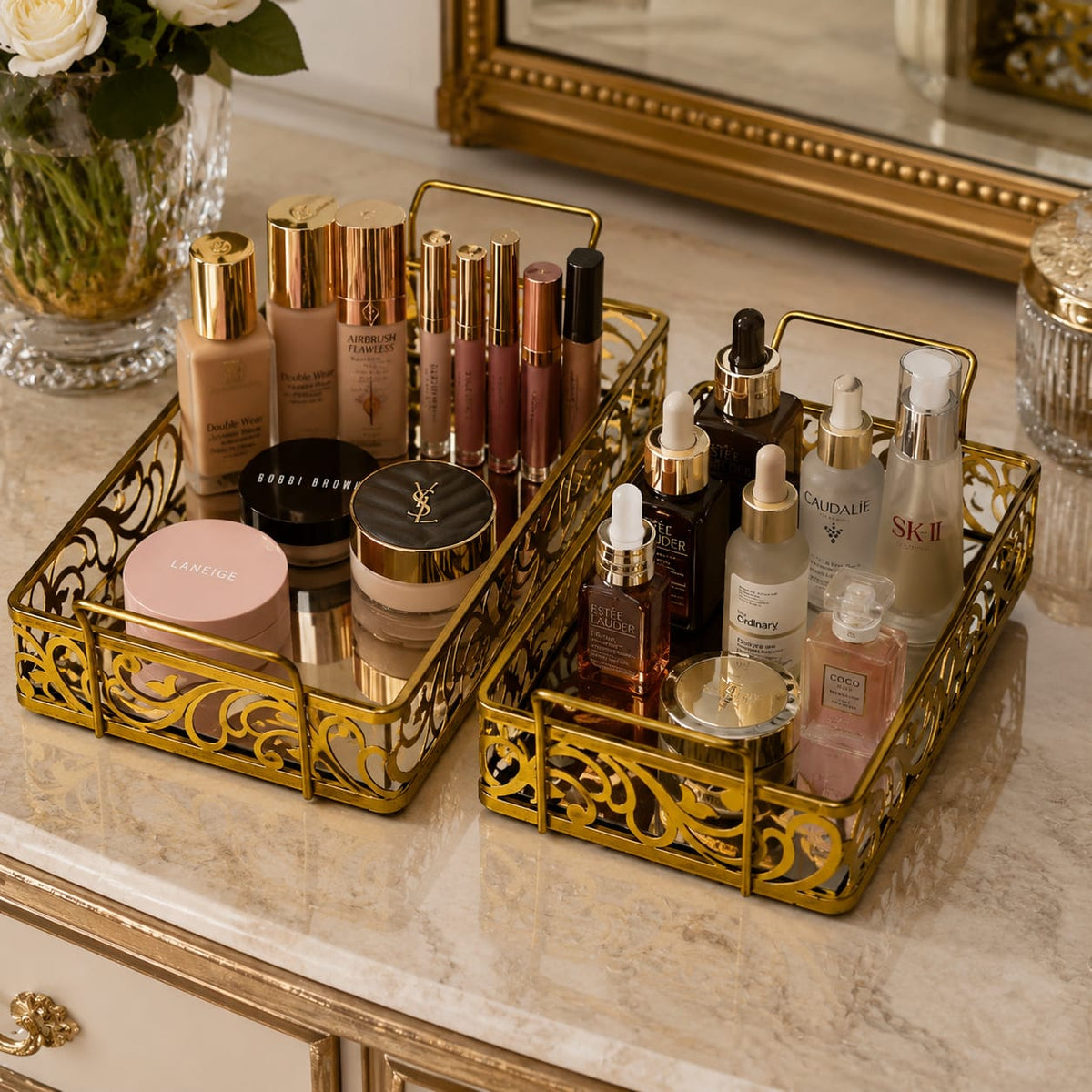 Set of 2 Luxury Decorative Trays – Elegant Serving & Home Décor Accent