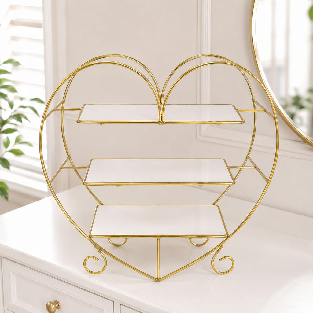 Aizal Heart Shape 3 Layers Cosmetics & Food Organizer