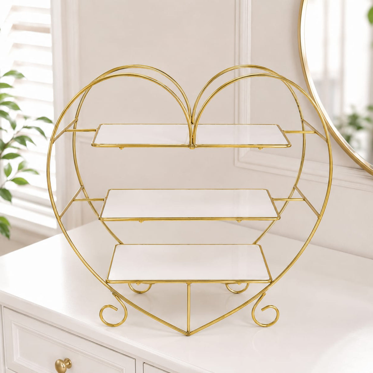 Aizal Heart Shape 3 Layers Cosmetics & Food Organizer