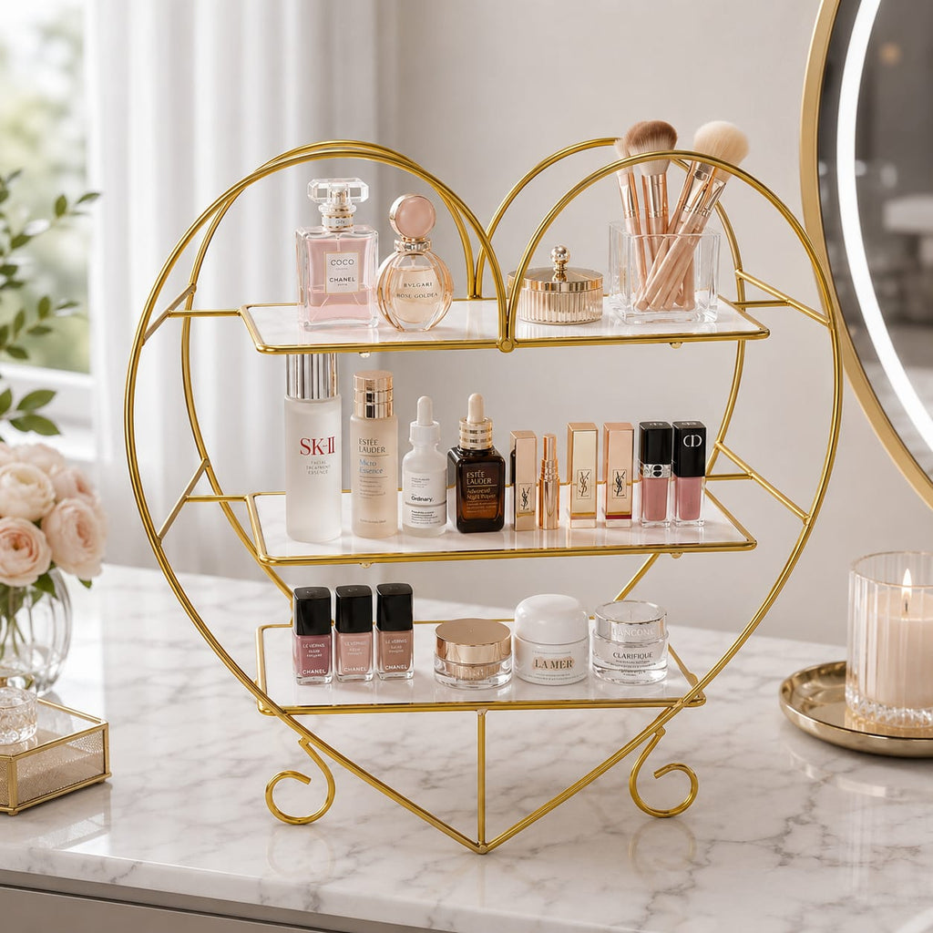 Aizal Heart Shape 3 Layers Cosmetics & Food Organizer