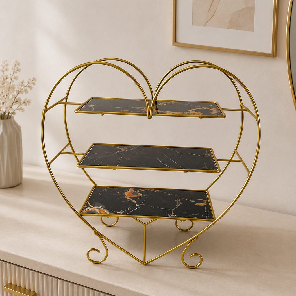 Aizal Heart Shape 3 Layers Cosmetics & Food Organizer