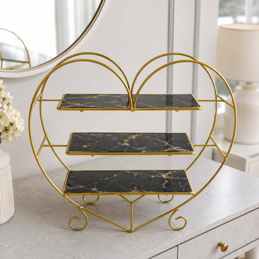 Aizal Heart Shape 3 Layers Cosmetics & Food Organizer