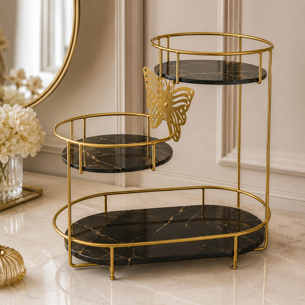 Aizal 3 Tier Butterfly Luxury Organizer – Elegant Makeup, Perfume & Skincare Storage Rack