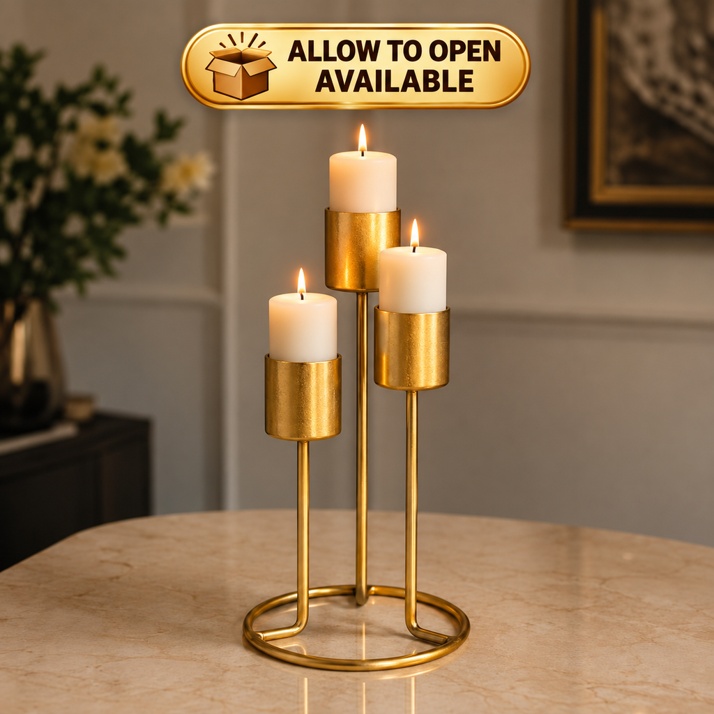 Elegant Metal Candle Holder Stand - Decorative Tabletop Centerpiece for Home Decor
