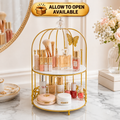 Butterfly 2 Layers Vanity Cage Organizer - Luxury Gold Makeup & Perfume Storage Stand