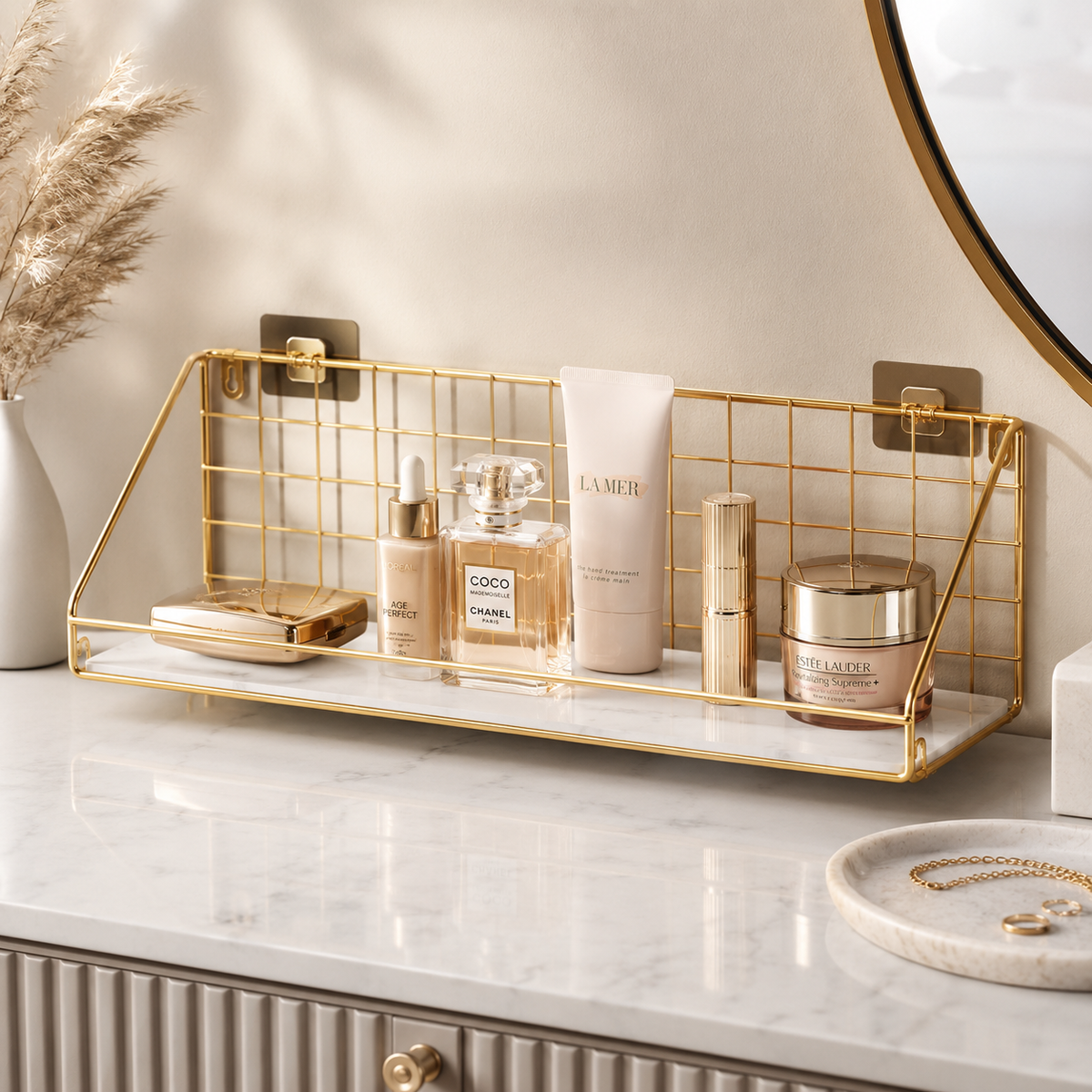 Multipurpose Wall Mounted Bathroom Storage Rack | Space-Saving Organizer Shelf for Toiletries & Accessories