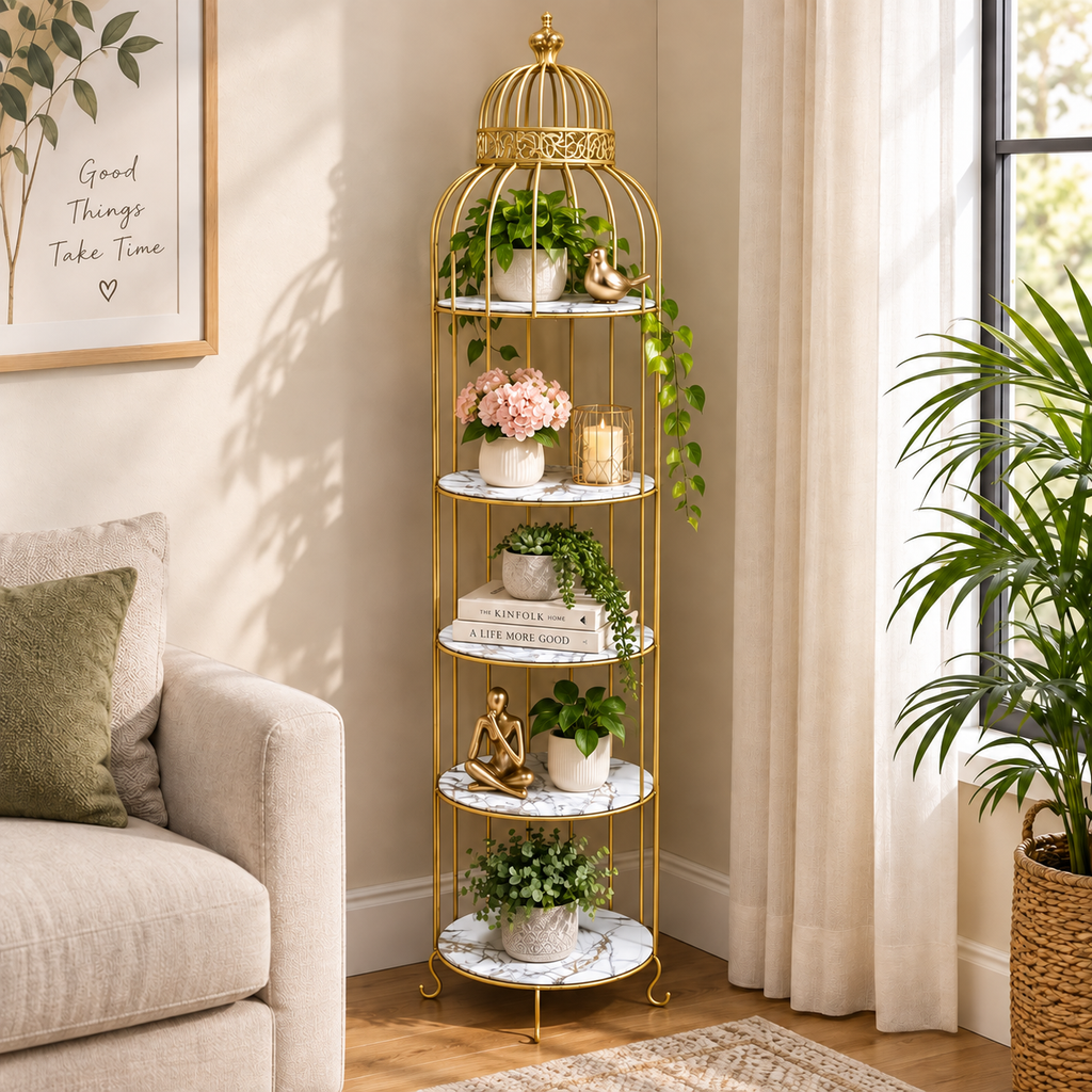 Aizal Store Special 5-Layer Bird Cage Rack Storage Organizer – Luxury Multipurpose Display Stand