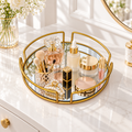 Luxury Gold Round Mirror Cosmetic Organizer Tray