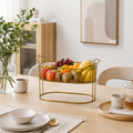 Luxury Golden Metal Fruit Basket Stand with Handles