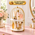 2 Layers Cosmetics Cage Organizer – Stylish Makeup & Skincare Storage Rack