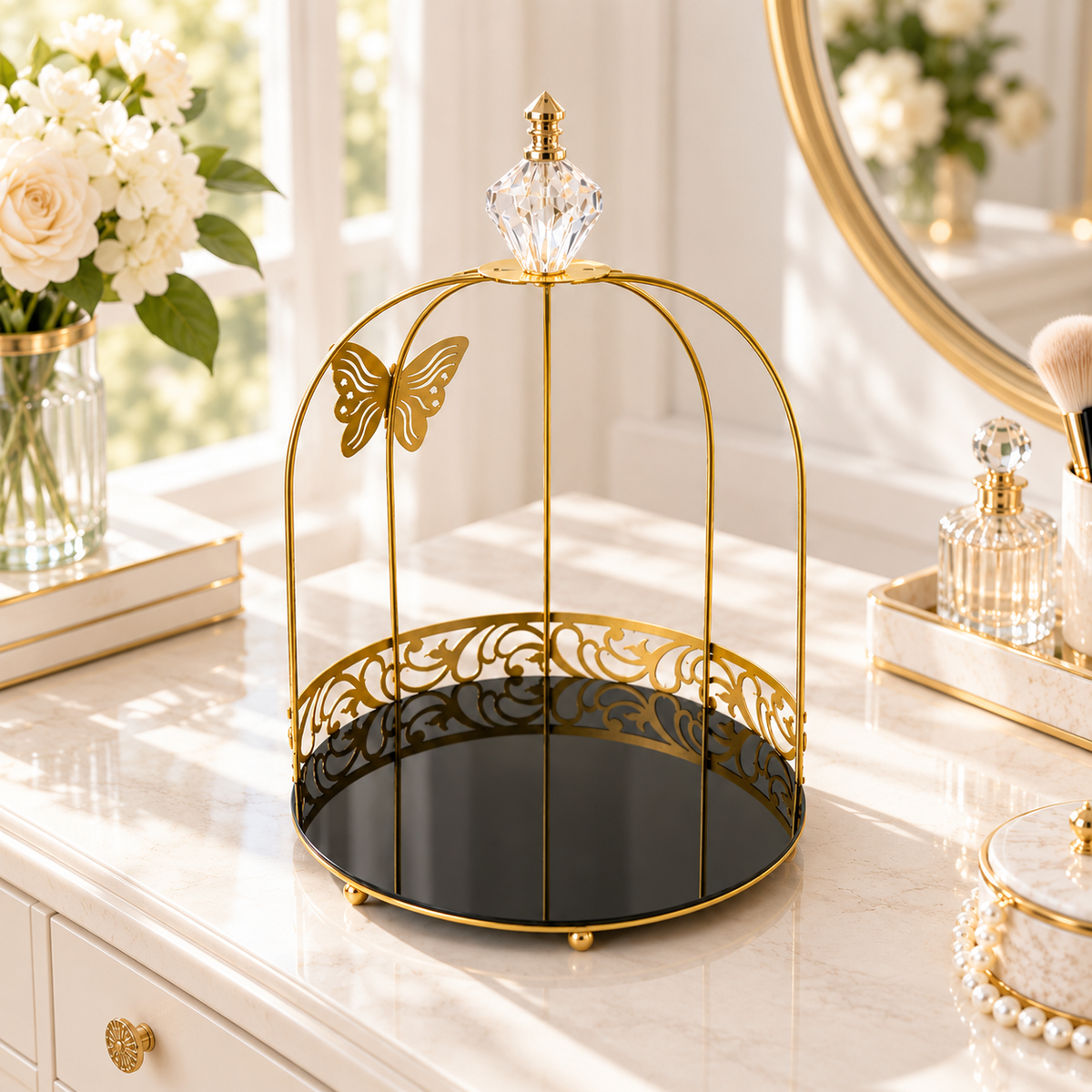 Aizal 1-Layer Butterfly Single Cage Organizer – Elegant Cosmetic & Vanity Storage Rack