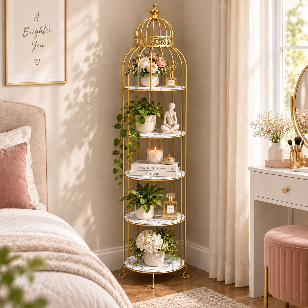 Aizal Store Special 5-Layer Bird Cage Rack Storage Organizer – Luxury Multipurpose Display Stand