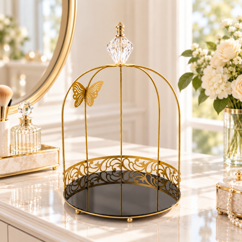Aizal 1-Layer Butterfly Single Cage Organizer – Elegant Cosmetic & Vanity Storage Rack