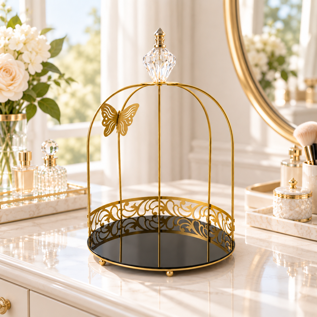 Aizal 1-Layer Butterfly Single Cage Organizer – Elegant Cosmetic & Vanity Storage Rack