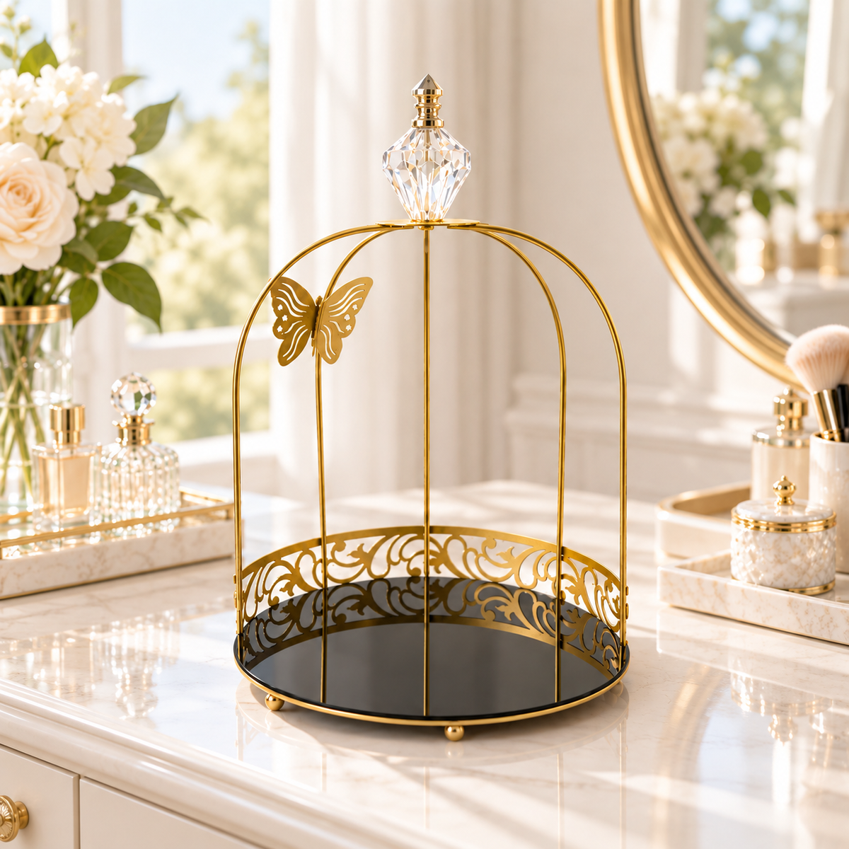 Aizal 1-Layer Butterfly Single Cage Organizer – Elegant Cosmetic & Vanity Storage Rack