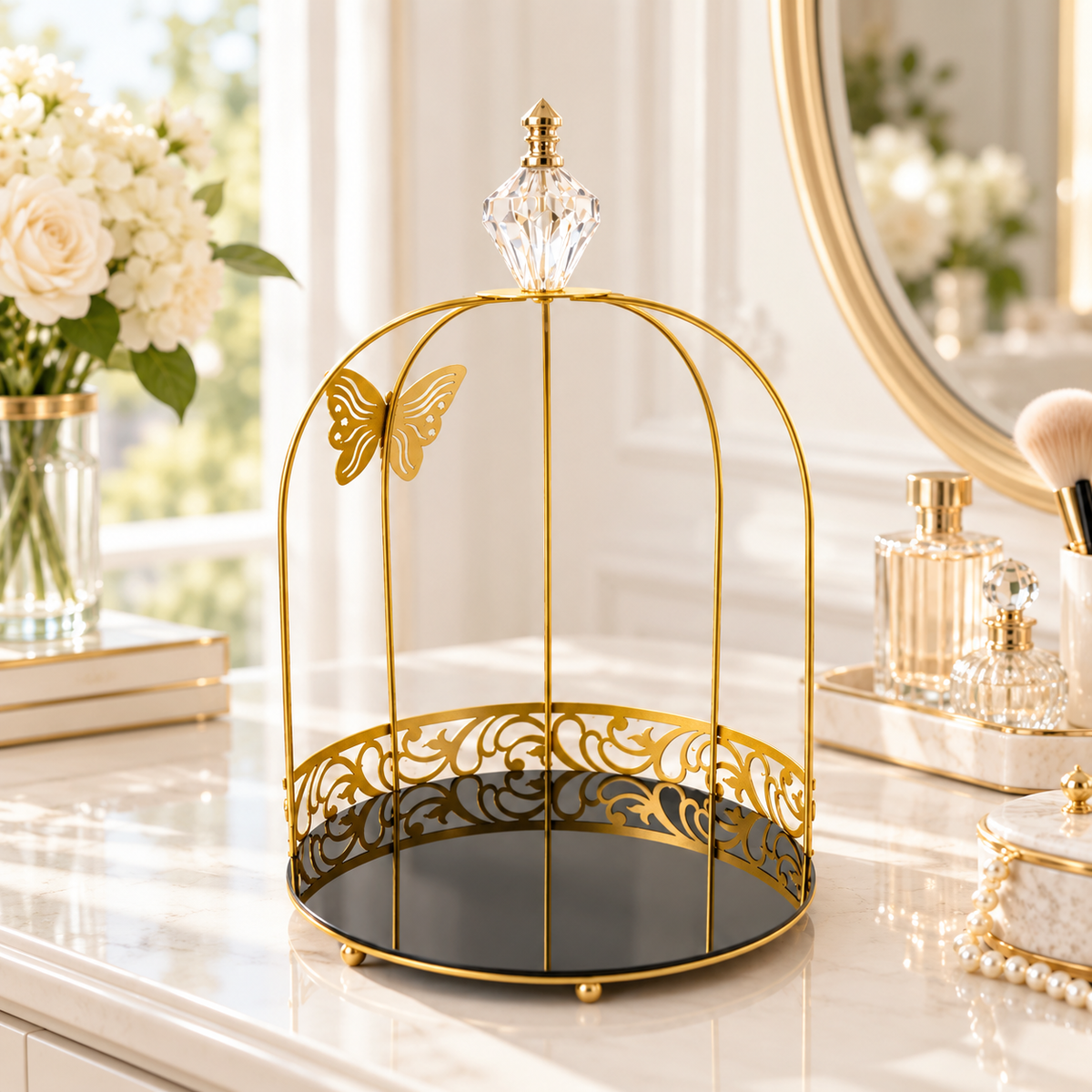 Aizal 1-Layer Butterfly Single Cage Organizer – Elegant Cosmetic & Vanity Storage Rack